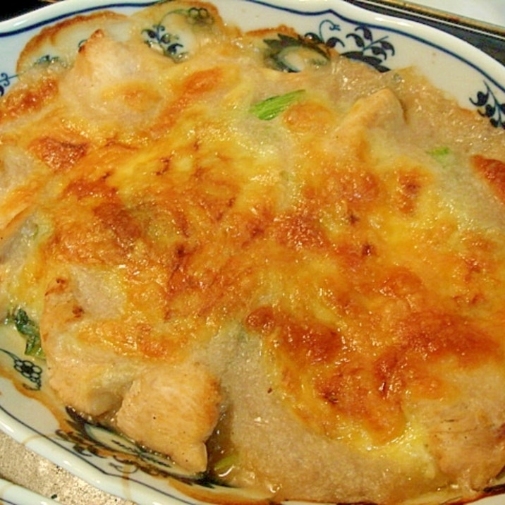 小松菜とチキンの長芋ベースグラタン　和風＆ズボラ風